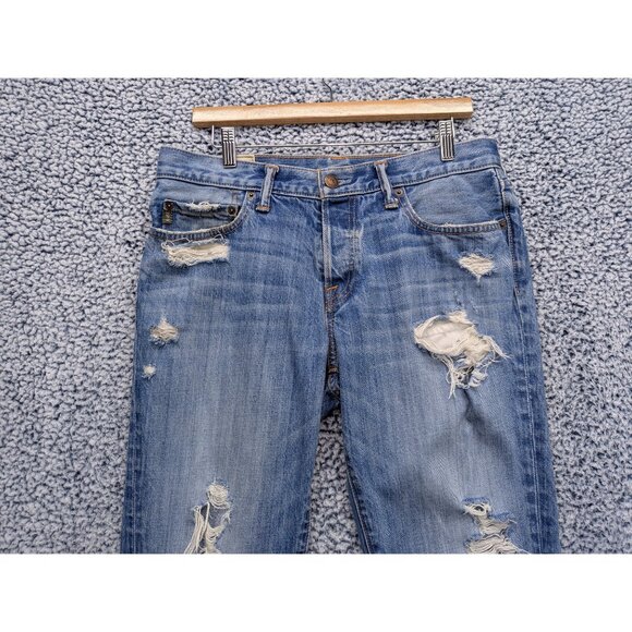 Abercrombie & Fitch The AF Skinny Jeans Mens 32X32 Distressed Preppy Y2K Blue - Picture 3 of 16